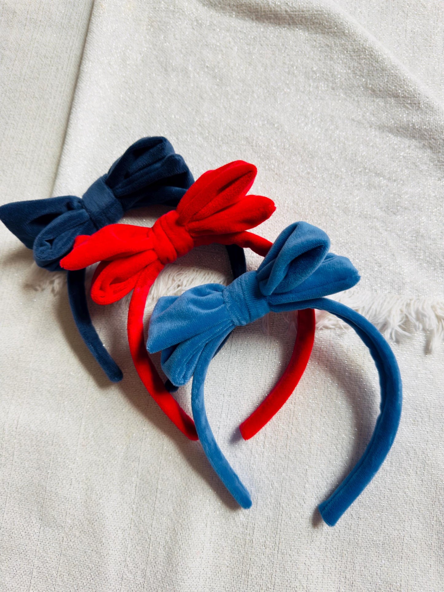 Velvet Bow Top Knot, 4th of July Headband, Brynnbands, Hard Headband, Knotted Headband,