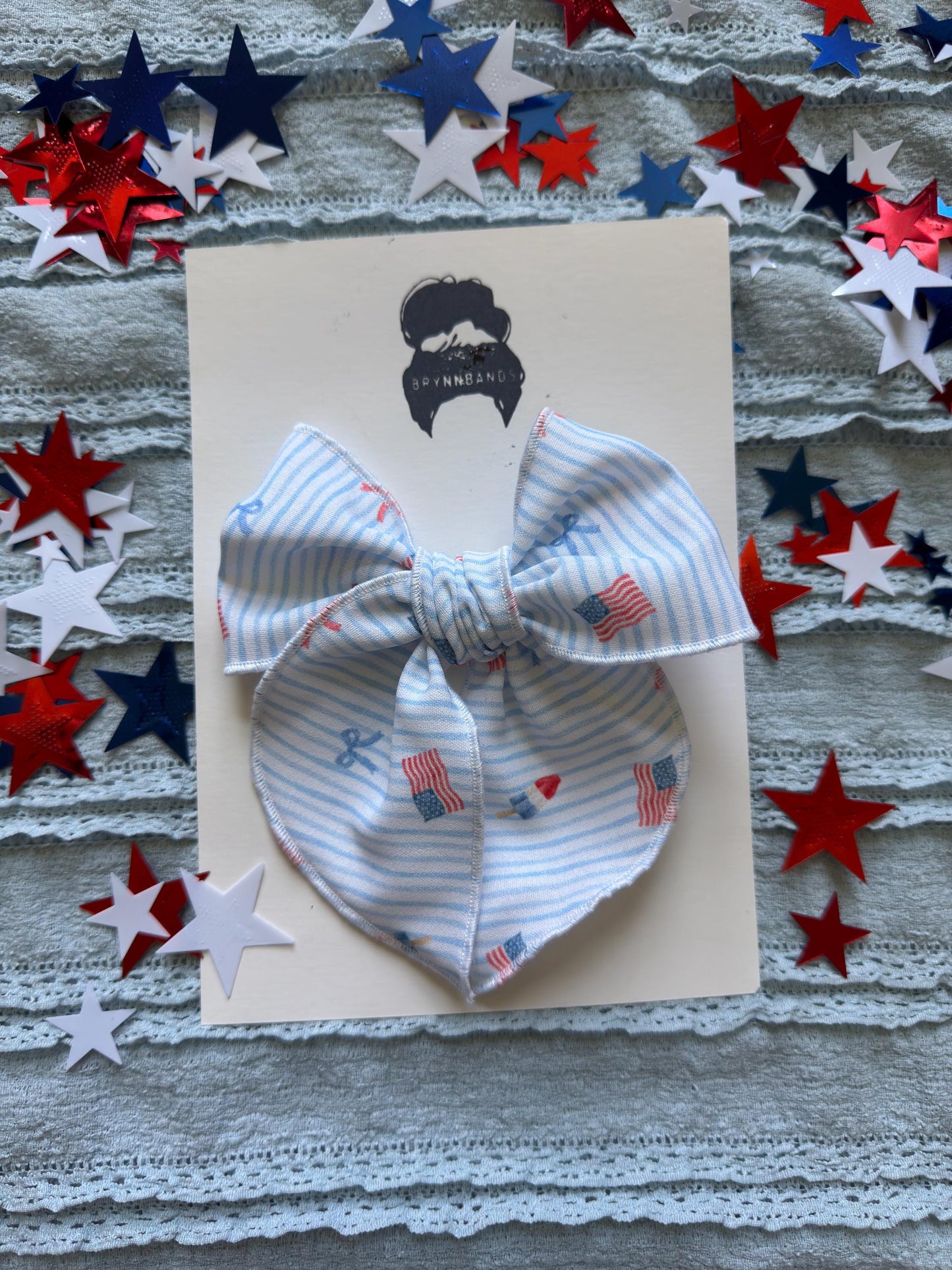 Bomb Pops fable Bow, Patriotic Bow, Brynnbands
