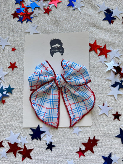 Bow Gingham Bow, Patriotic Bow, Brynnbands