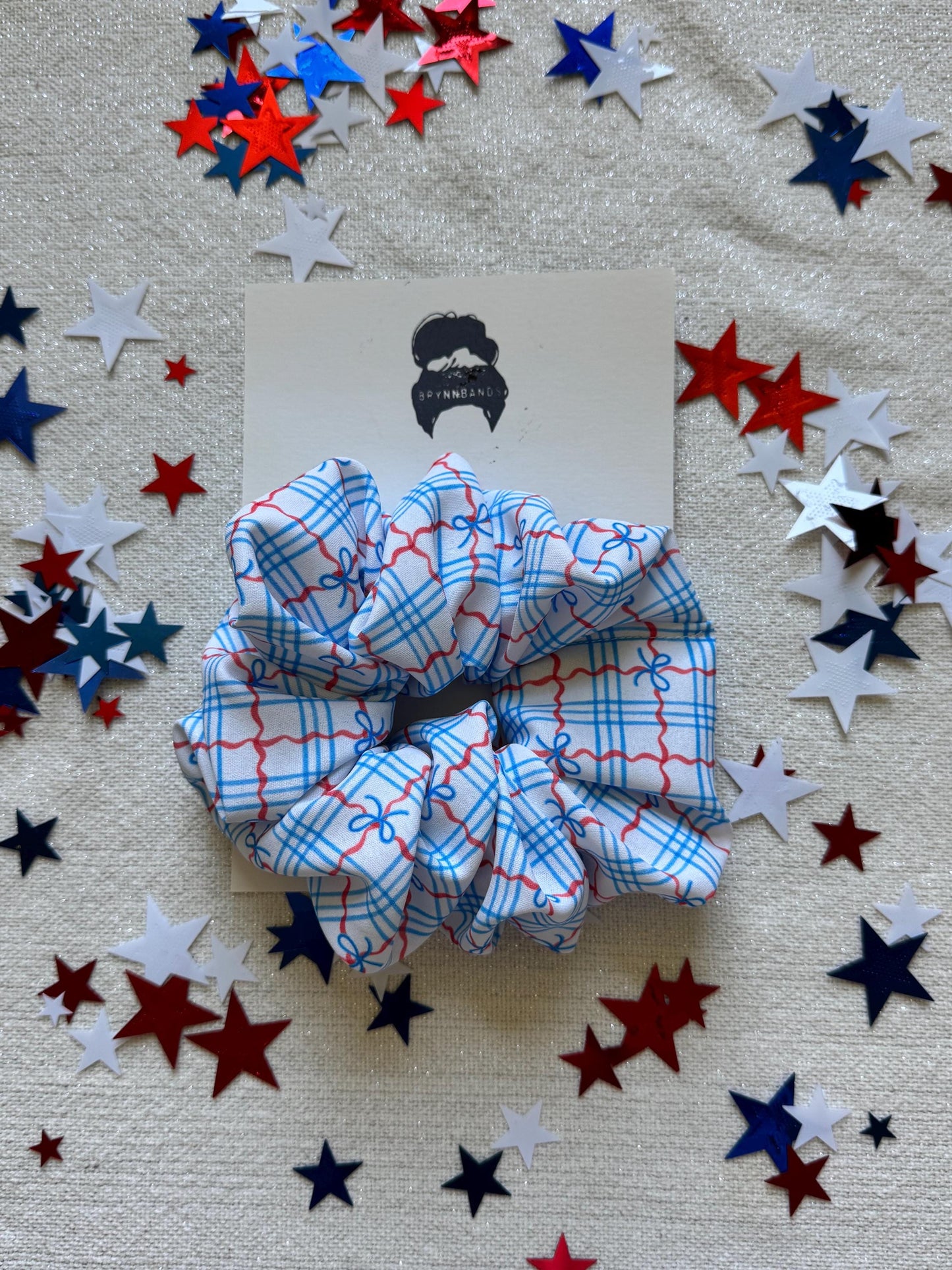 Bow Gingham Scrunchie: Patriotic Hair Accessory