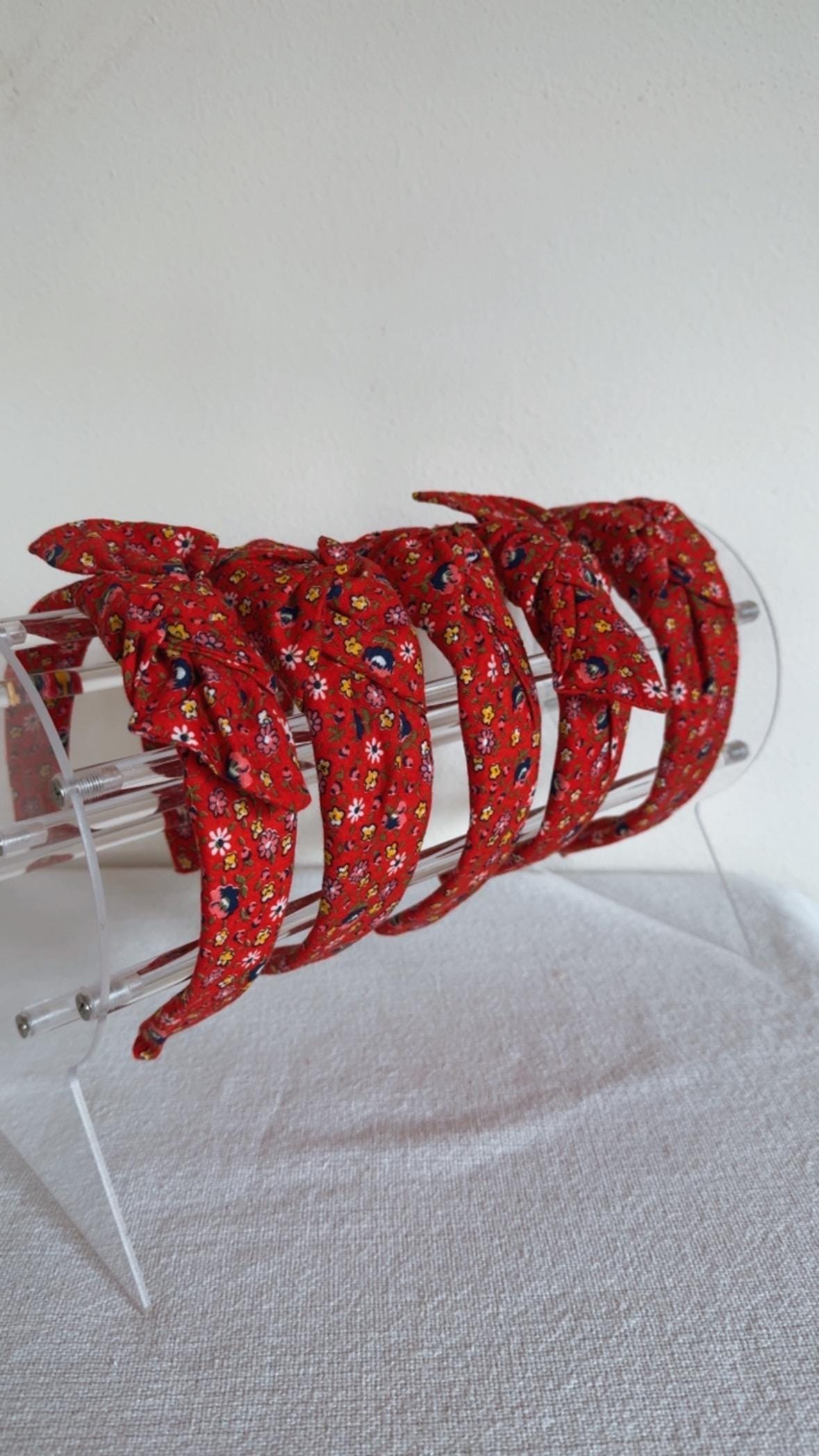 Red Floral Cotton Vintage handmade headband