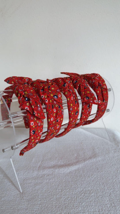 Red Floral Cotton Vintage handmade headband