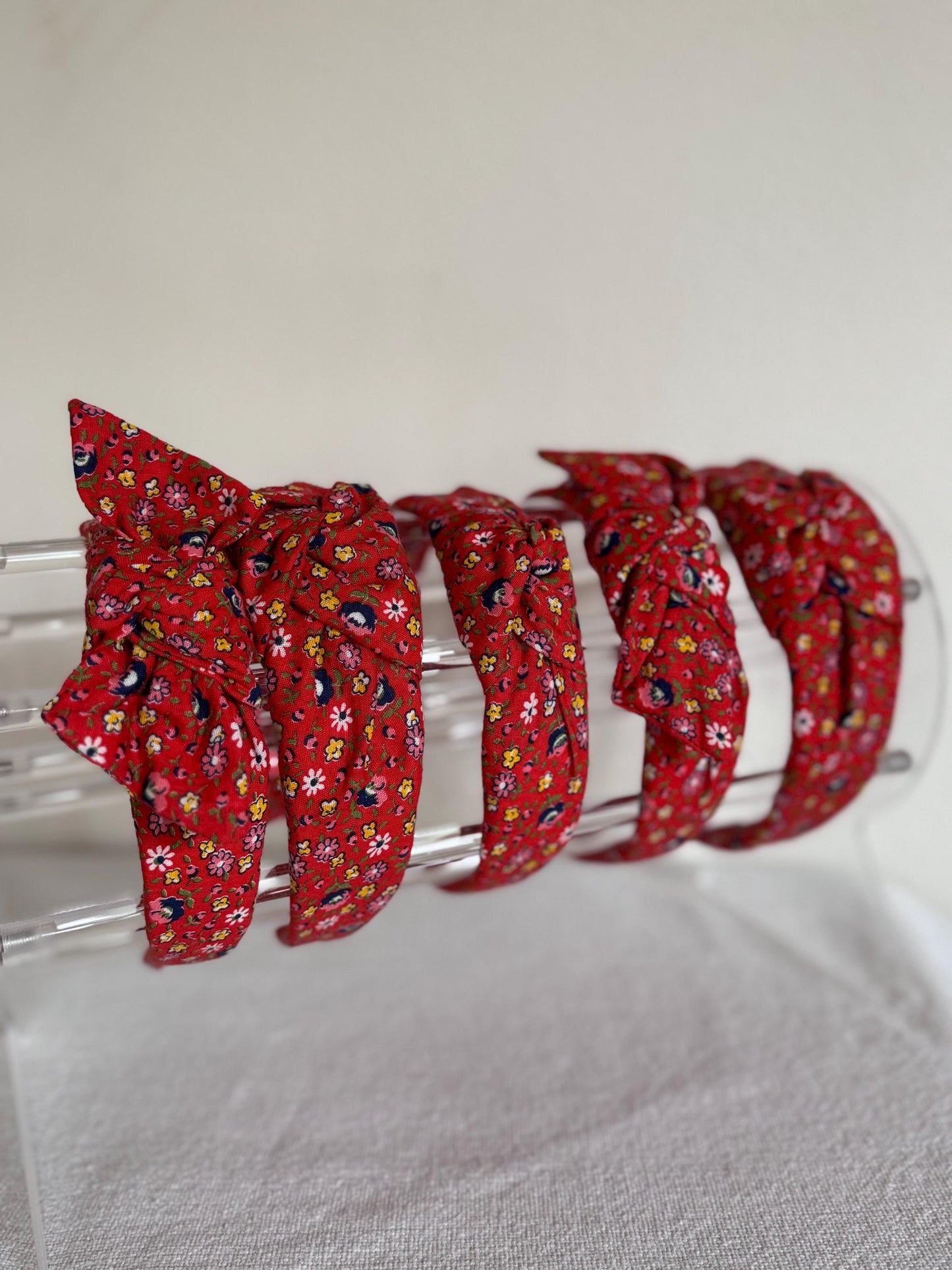 Red Floral Cotton Vintage handmade headband