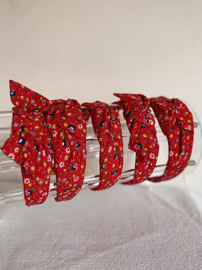 Red Floral Cotton Vintage handmade headband
