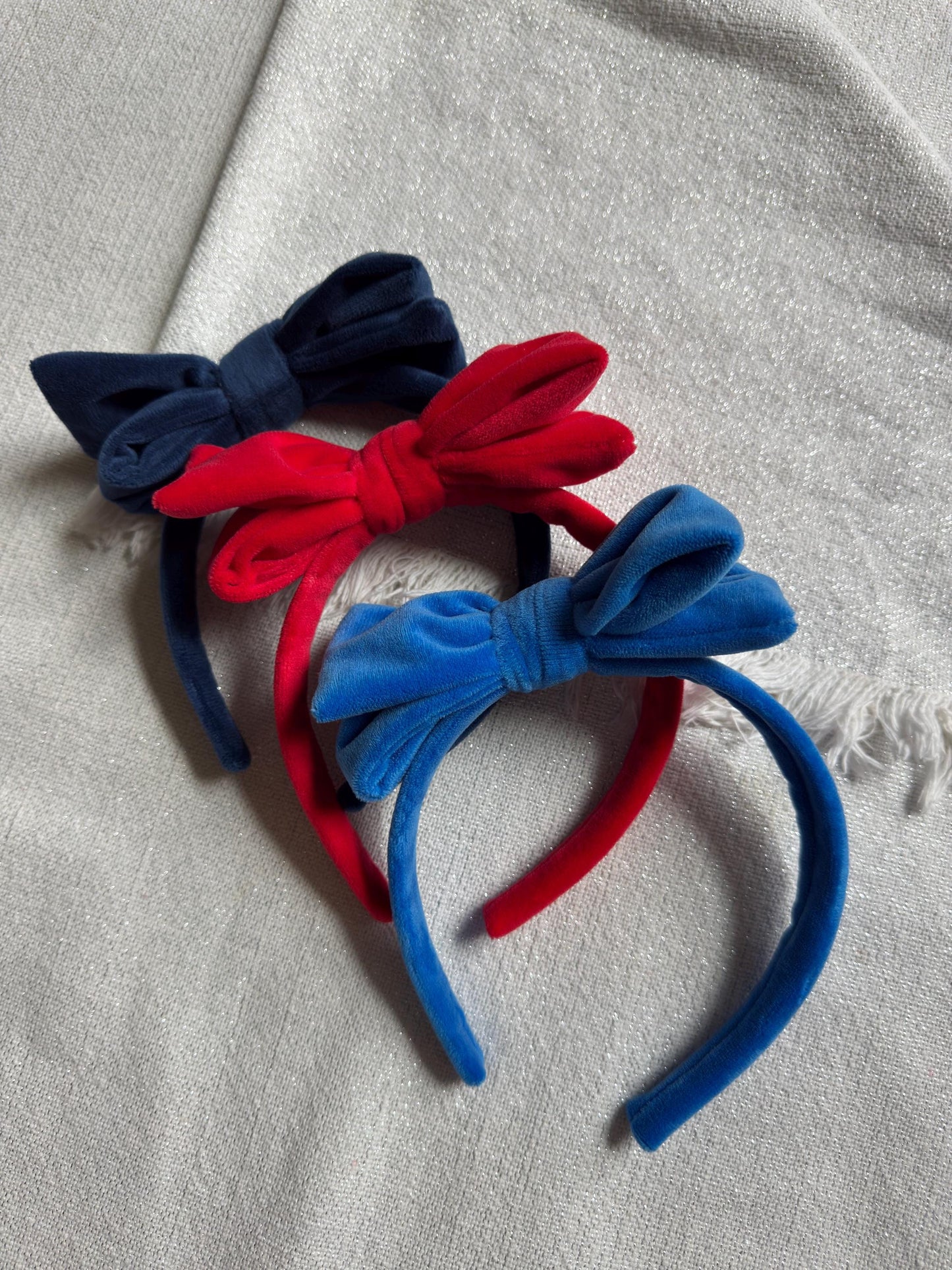 Velvet Bow Top Knot, 4th of July Headband, Brynnbands, Hard Headband, Knotted Headband,
