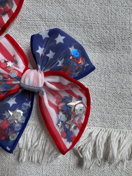 Red Stripes Blue Stars, Shaker Bow, Fable Bow, Brynnbands