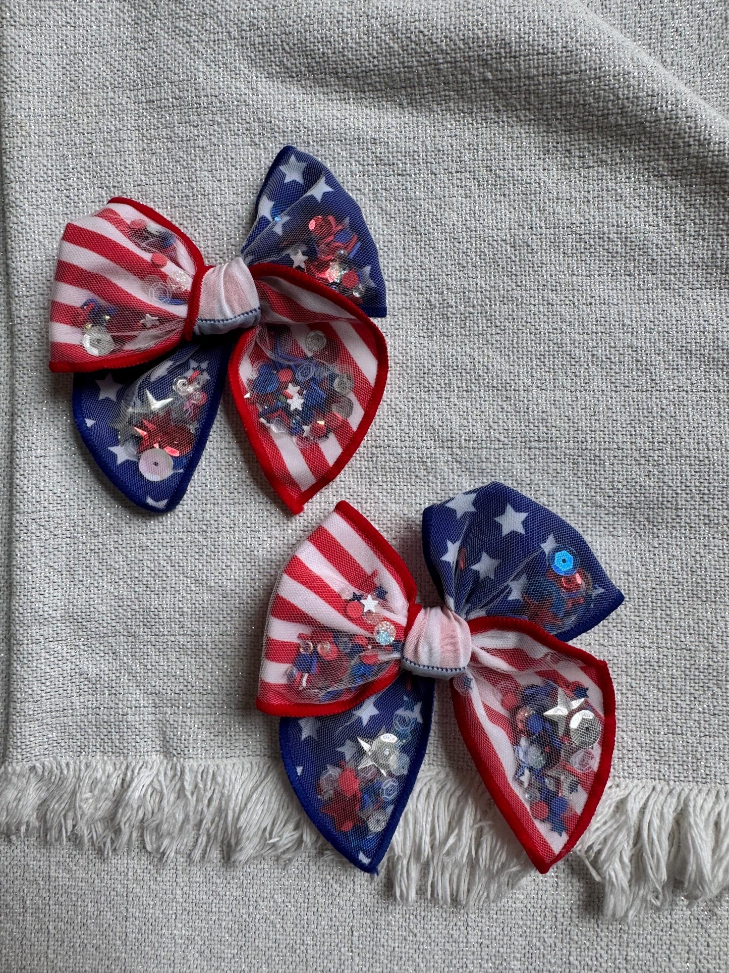 Red Stripes Blue Stars, Shaker Bow, Fable Bow, Brynnbands