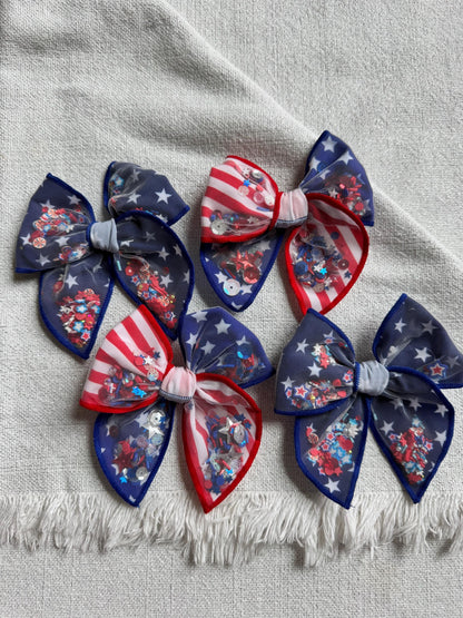 Red Stripes Blue Stars, Shaker Bow, Fable Bow, Brynnbands