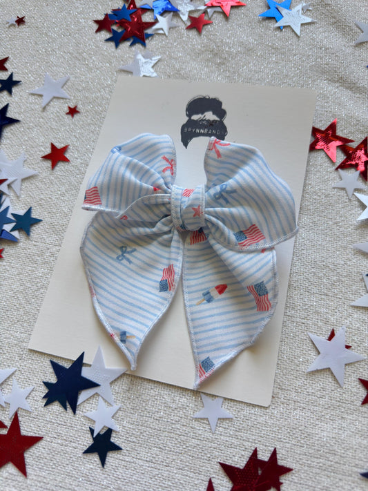 Bomb Pops fable Bow, Patriotic Bow, Brynnbands