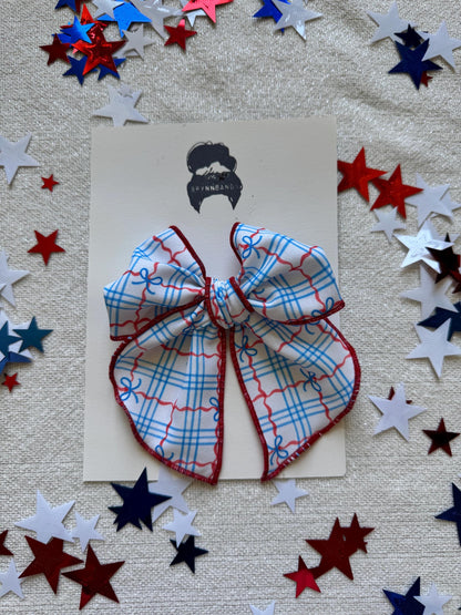 Bow Gingham Bow, Patriotic Bow, Brynnbands