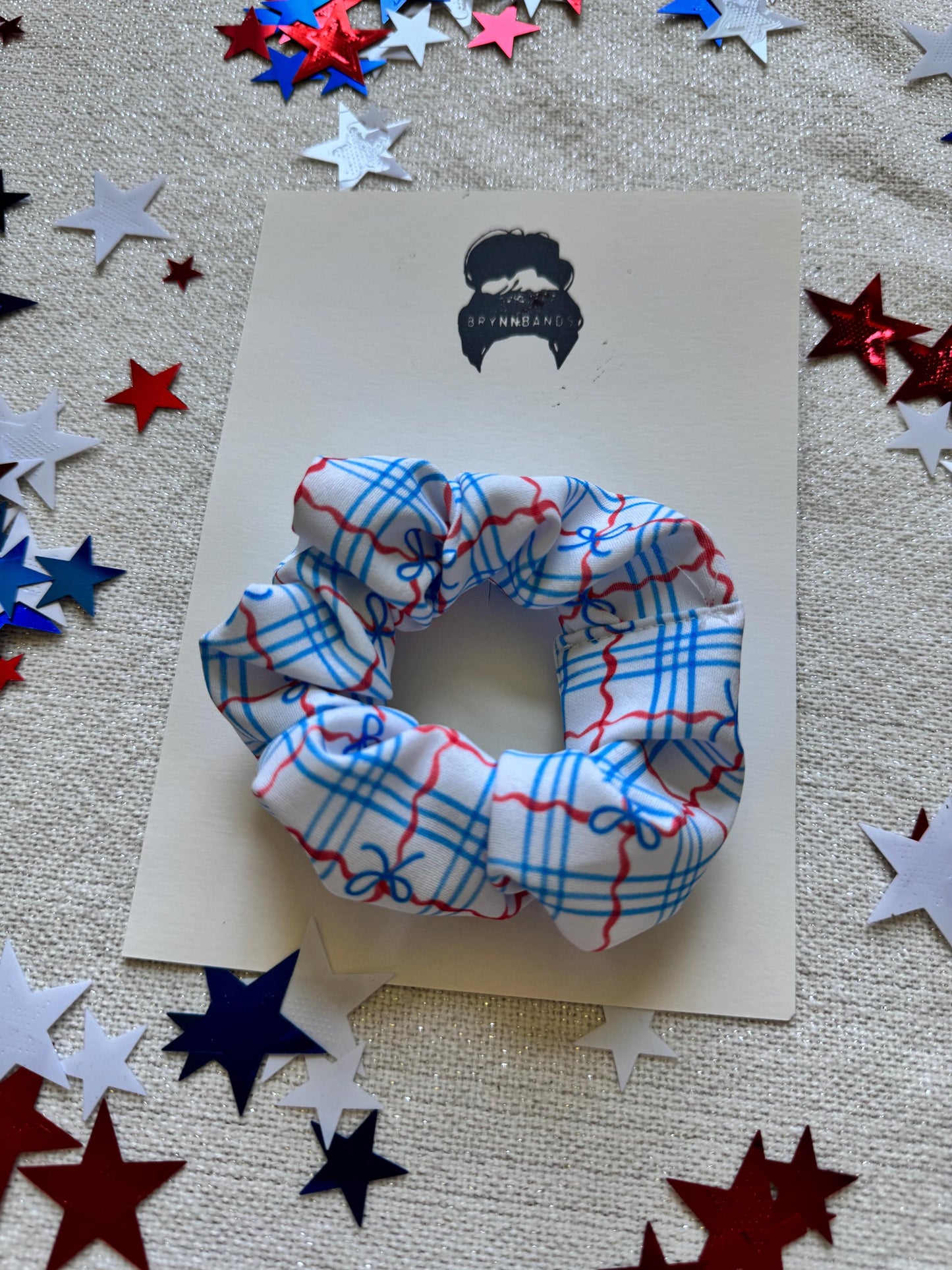 Bow Gingham Scrunchie: Patriotic Hair Accessory