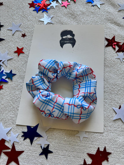 Bow Gingham Scrunchie: Patriotic Hair Accessory