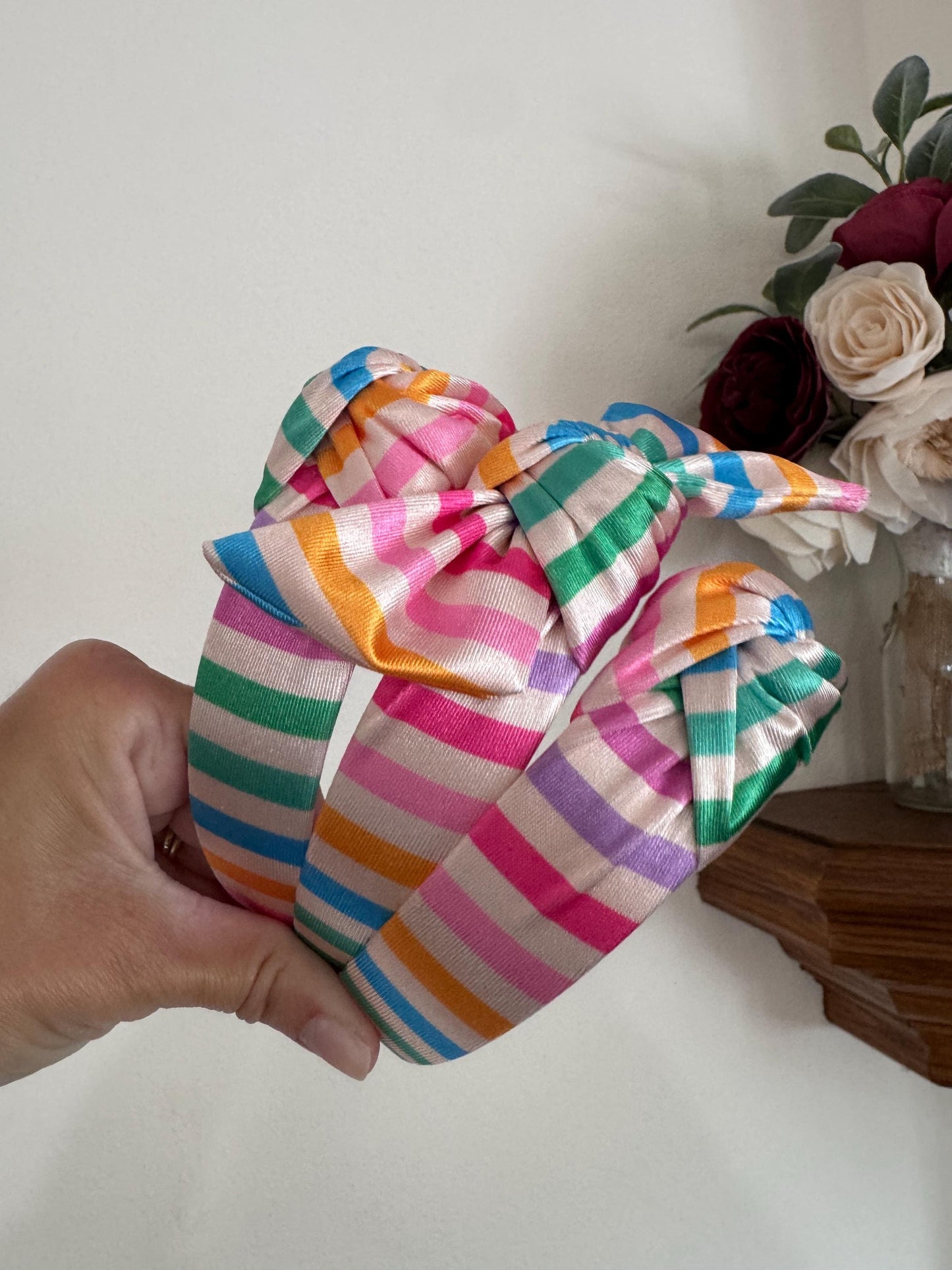 Rainbow Satin Headband, Hard Headband, Summertime Headband, Hard Headband, Brynnbands