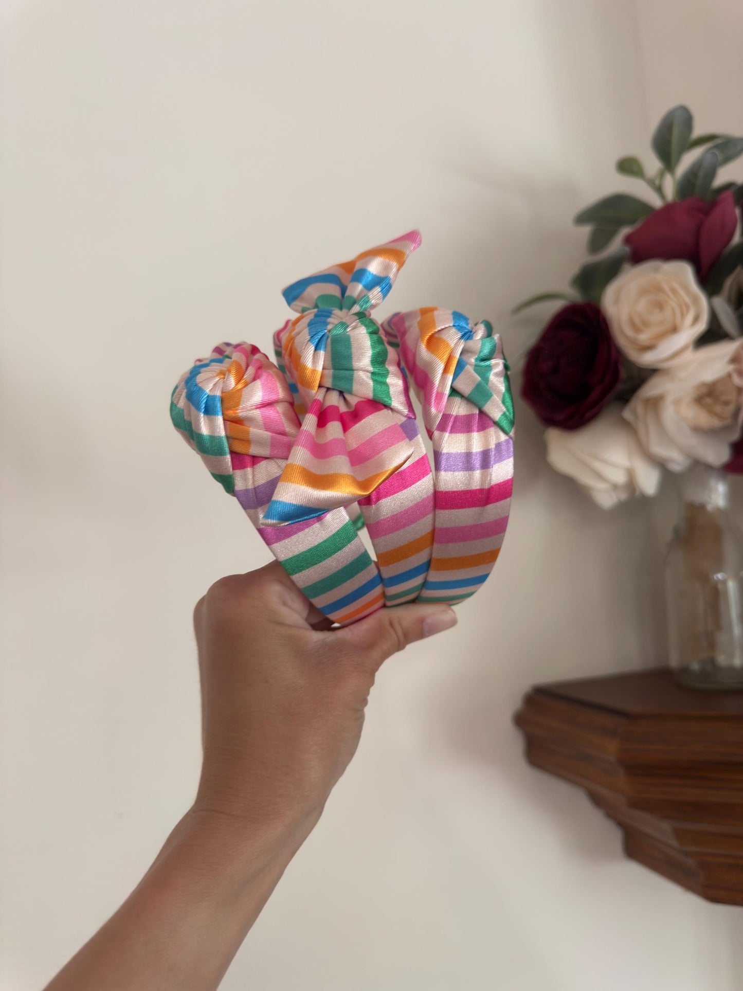 Rainbow Satin Headband, Hard Headband, Summertime Headband, Hard Headband, Brynnbands
