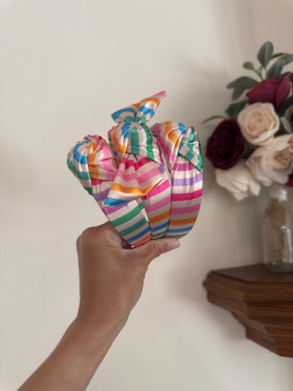 Rainbow Satin Headband, Hard Headband, Summertime Headband, Hard Headband, Brynnbands