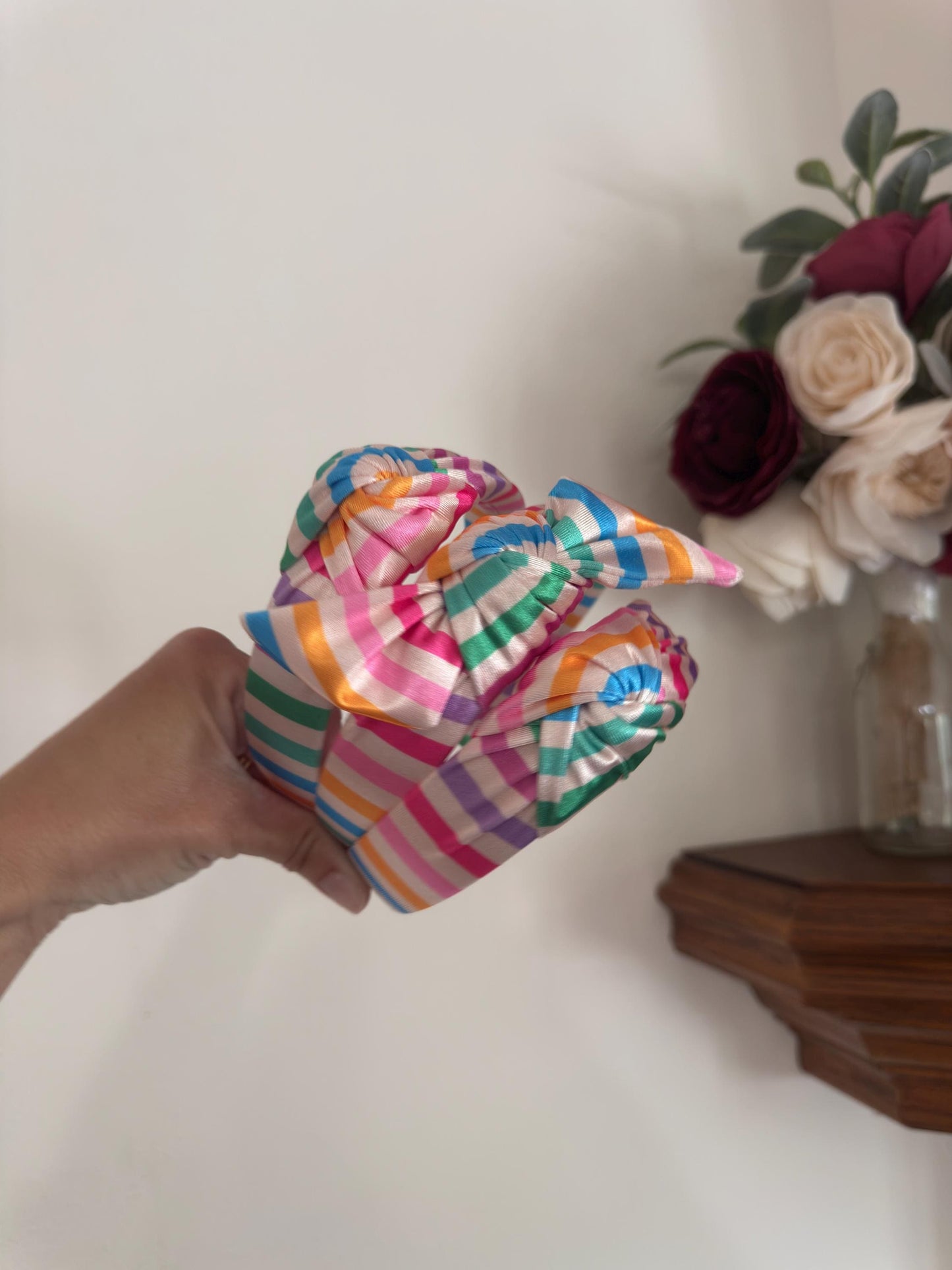 Rainbow Satin Headband, Hard Headband, Summertime Headband, Hard Headband, Brynnbands