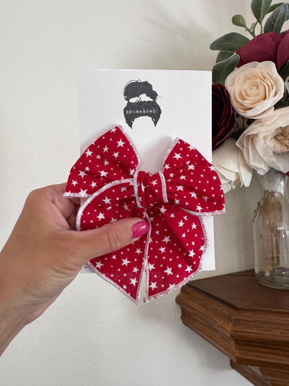 Red Stars Bow, 4th of July Fable Bow, Brynnbands, Bow for Girls