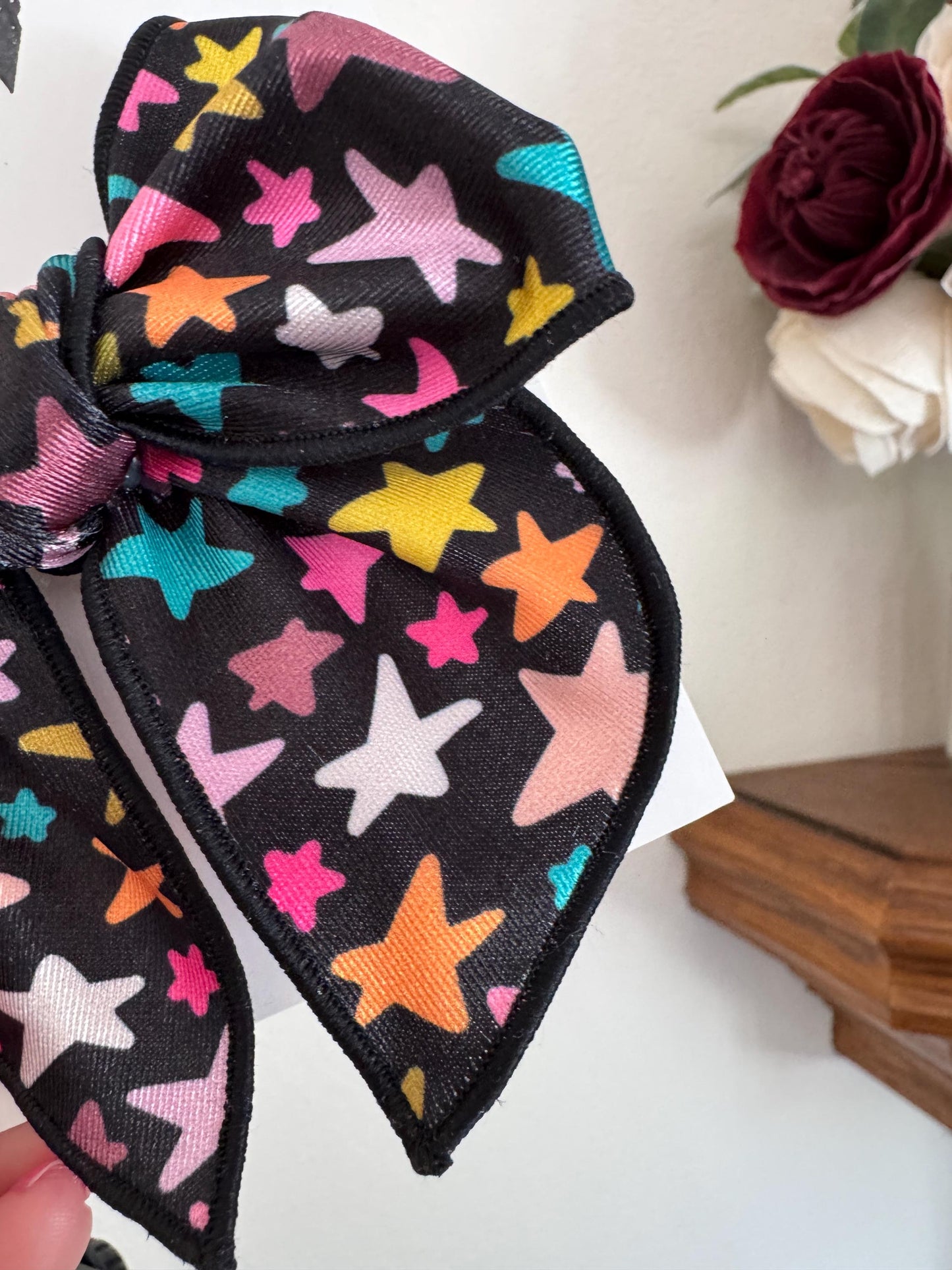 Stars Bow, Black Stars Fable Bow, Brynnbands, Bow for Girls