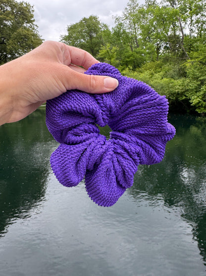 Dark Purple Crinkle SWIM Scrunchie, Pool Scrunchie