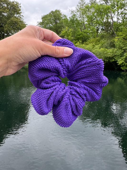 Dark Purple Crinkle SWIM Scrunchie, Pool Scrunchie