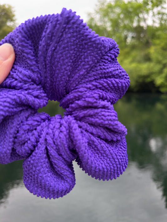 Dark Purple Crinkle SWIM Scrunchie, Pool Scrunchie