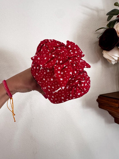 Red Stars Top Knot Headband, Brynnbands, Hard Headband, Knotted Headband, Top Knot