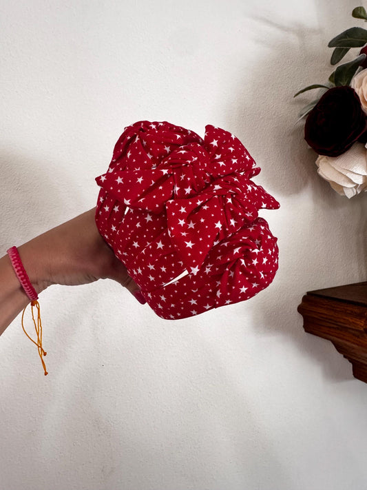 Red Stars Top Knot Headband, Brynnbands, Hard Headband, Knotted Headband, Top Knot