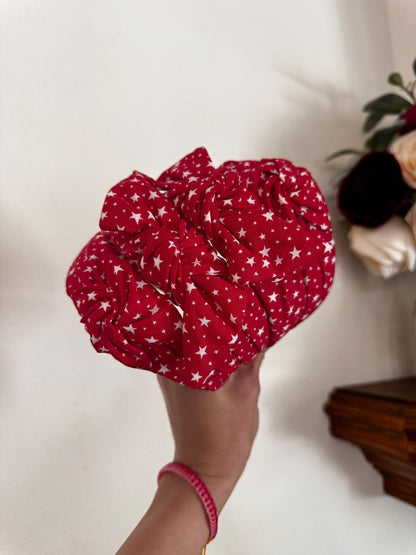 Red Stars Top Knot Headband, Brynnbands, Hard Headband, Knotted Headband, Top Knot