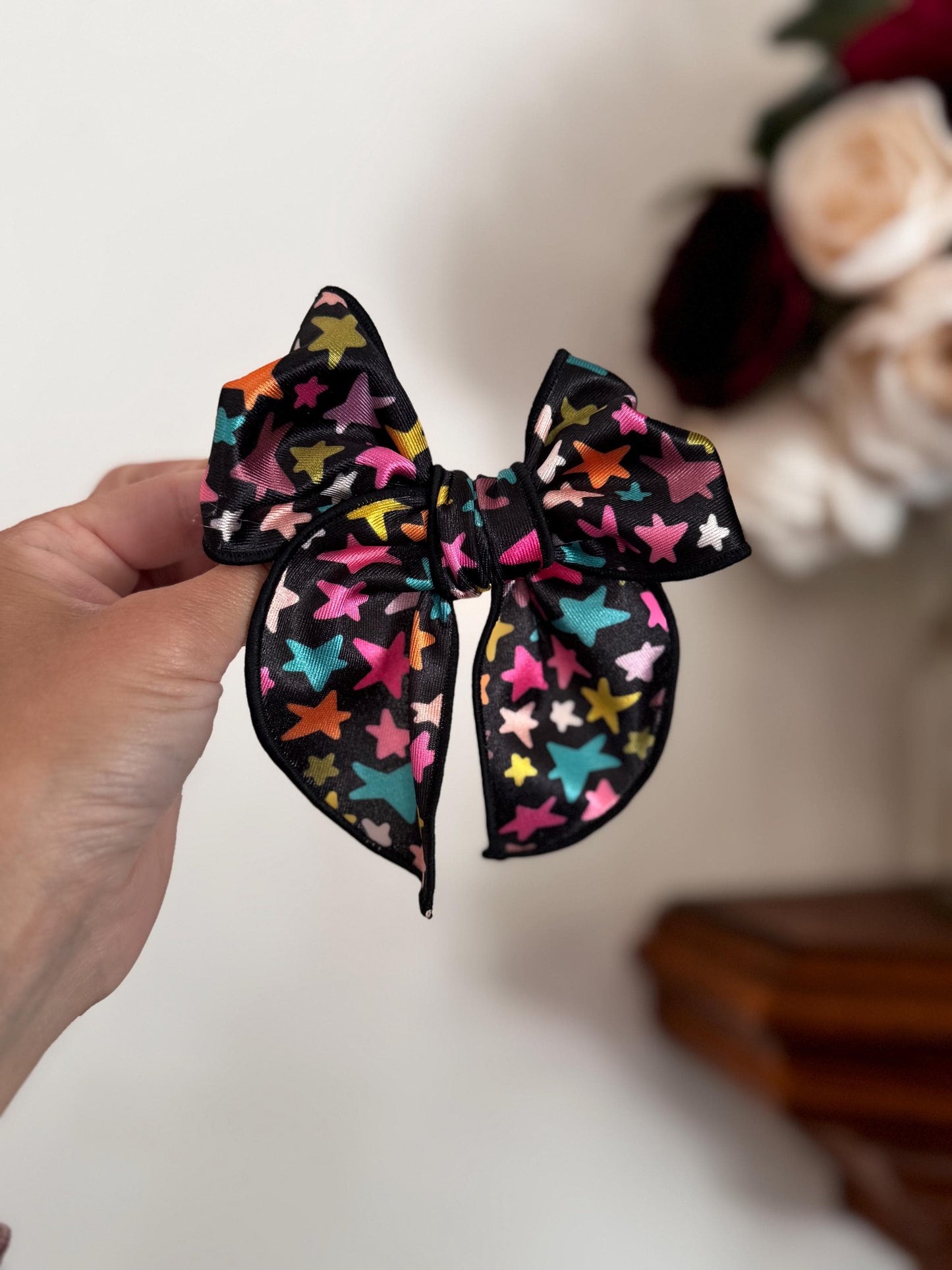 Stars Bow, Black Stars Fable Bow, Brynnbands, Bow for Girls