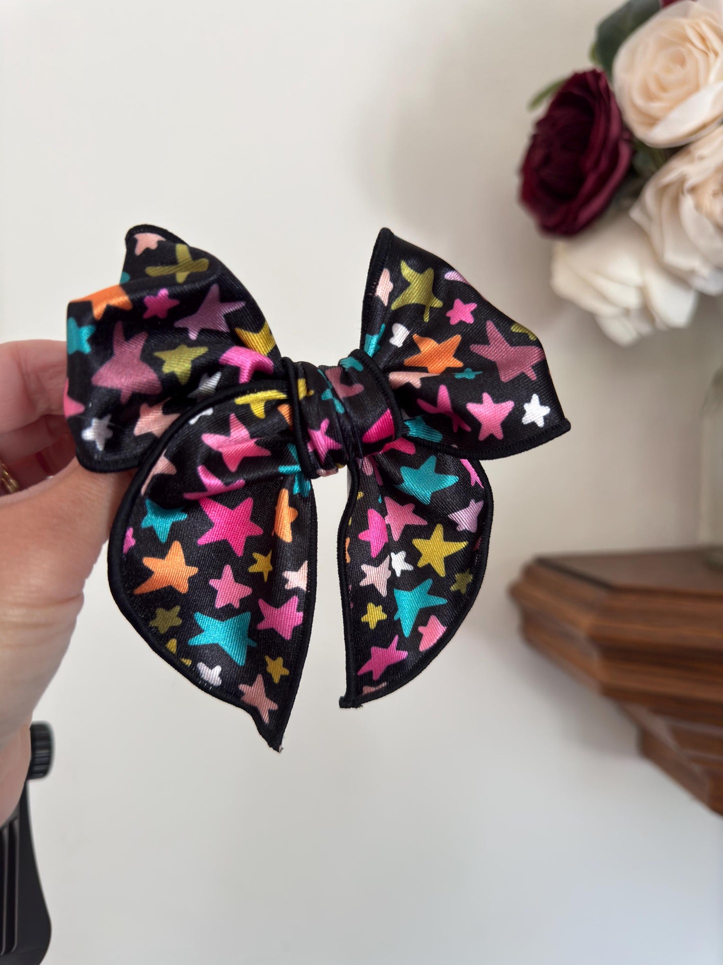 Stars Bow, Black Stars Fable Bow, Brynnbands, Bow for Girls