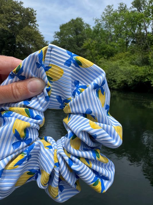 Lemons & Bows Swim Scrunchie: Oversized Hair Tie