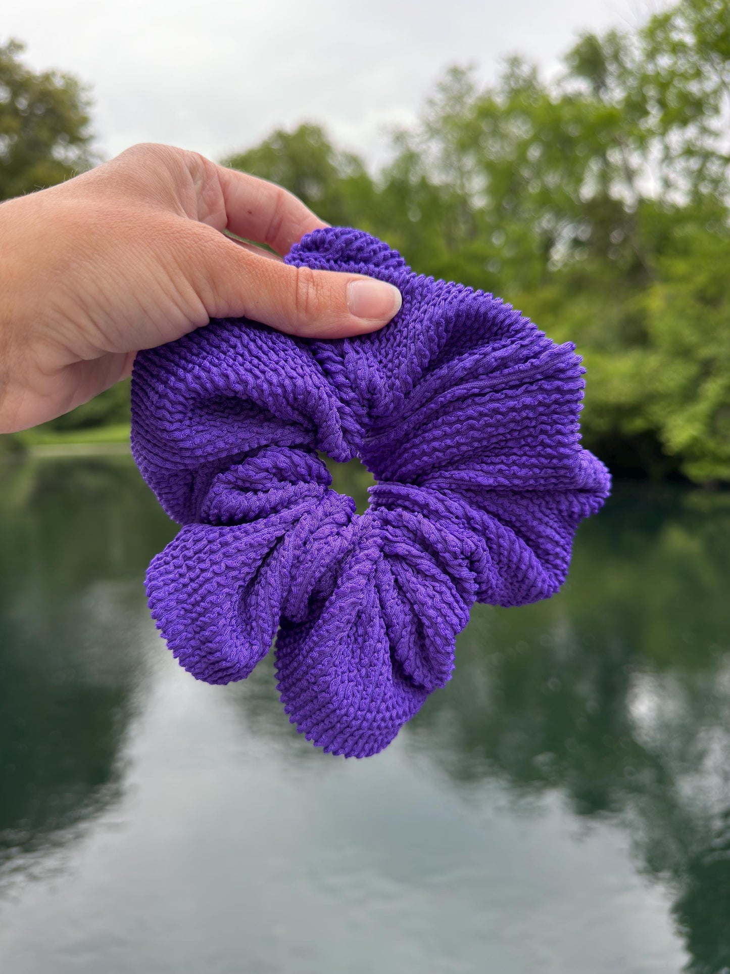 Dark Purple Crinkle SWIM Scrunchie, Pool Scrunchie