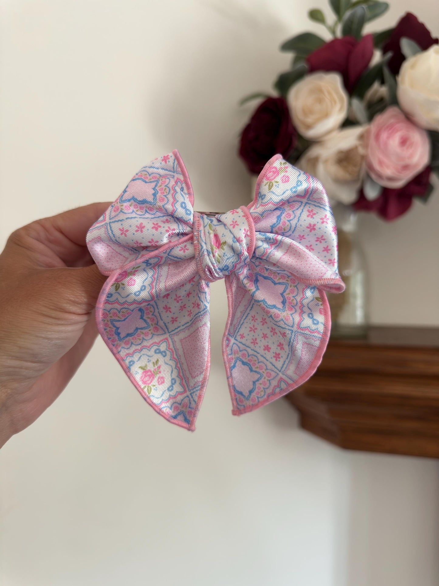 Pink Hankie Satin Fable Bow
