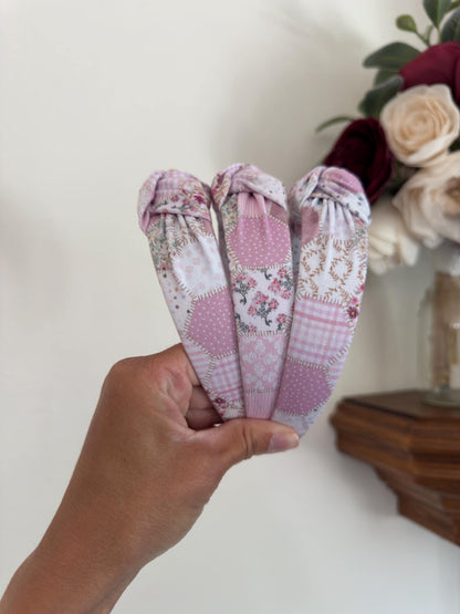 Purple Pink Hexagon Quilted Headband