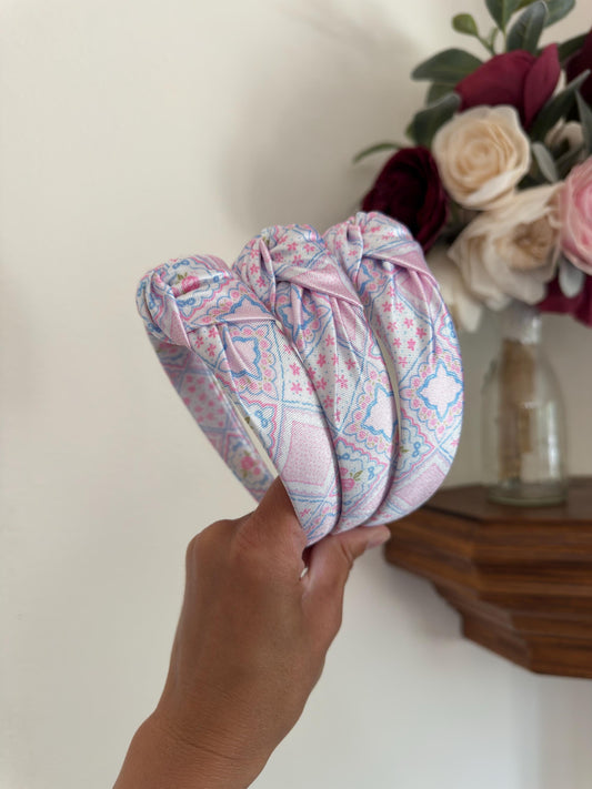 Hankie Faux Quilted Headband-Satin