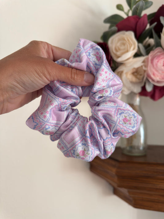 Pink Hankie Quilted Scrunchie