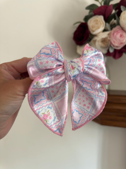 Pink Hankie Satin Fable Bow