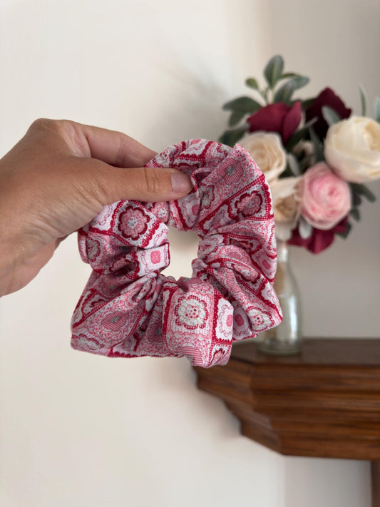 Red Faux Quilted Scrunchie