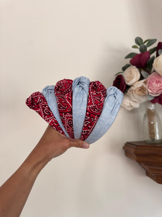 Red Bandana Headband, Bandana Headband