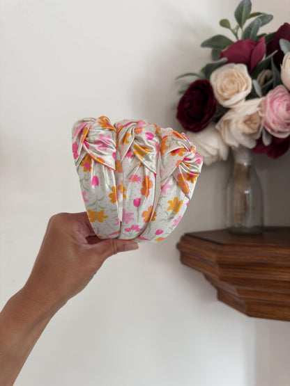Summer Floral Satin Headband