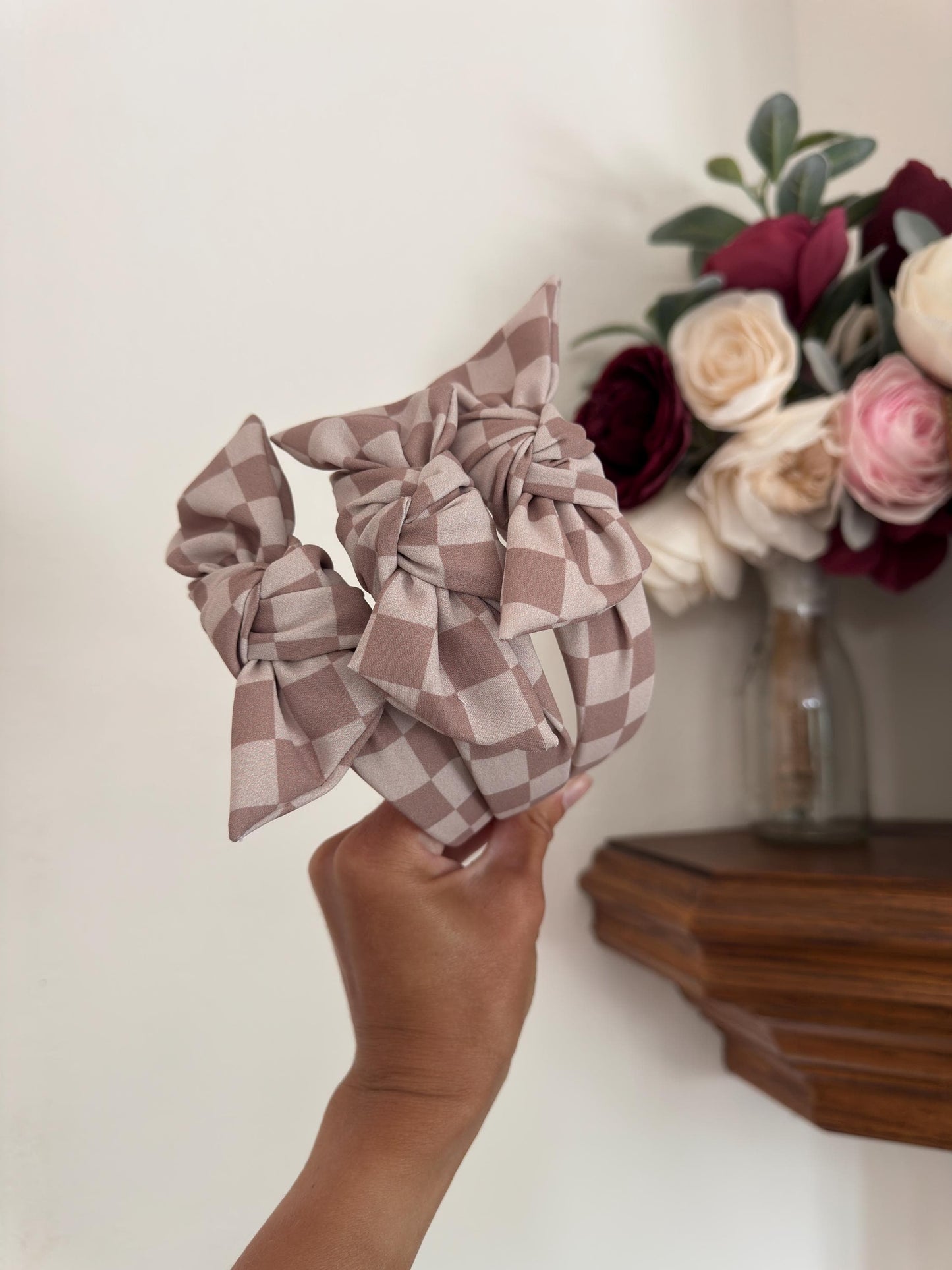 Brown Checkered Neutral Headband