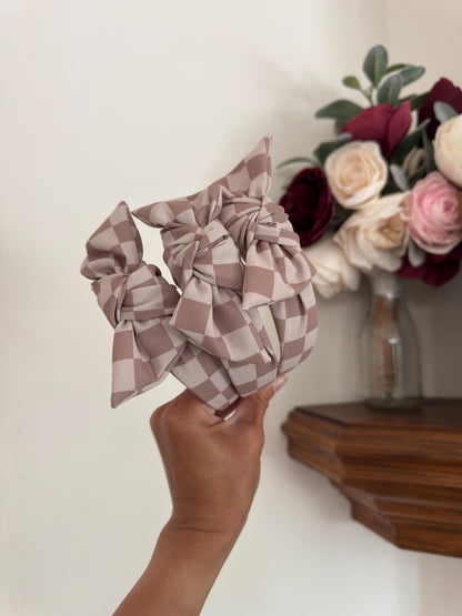 Brown Checkered Neutral Headband