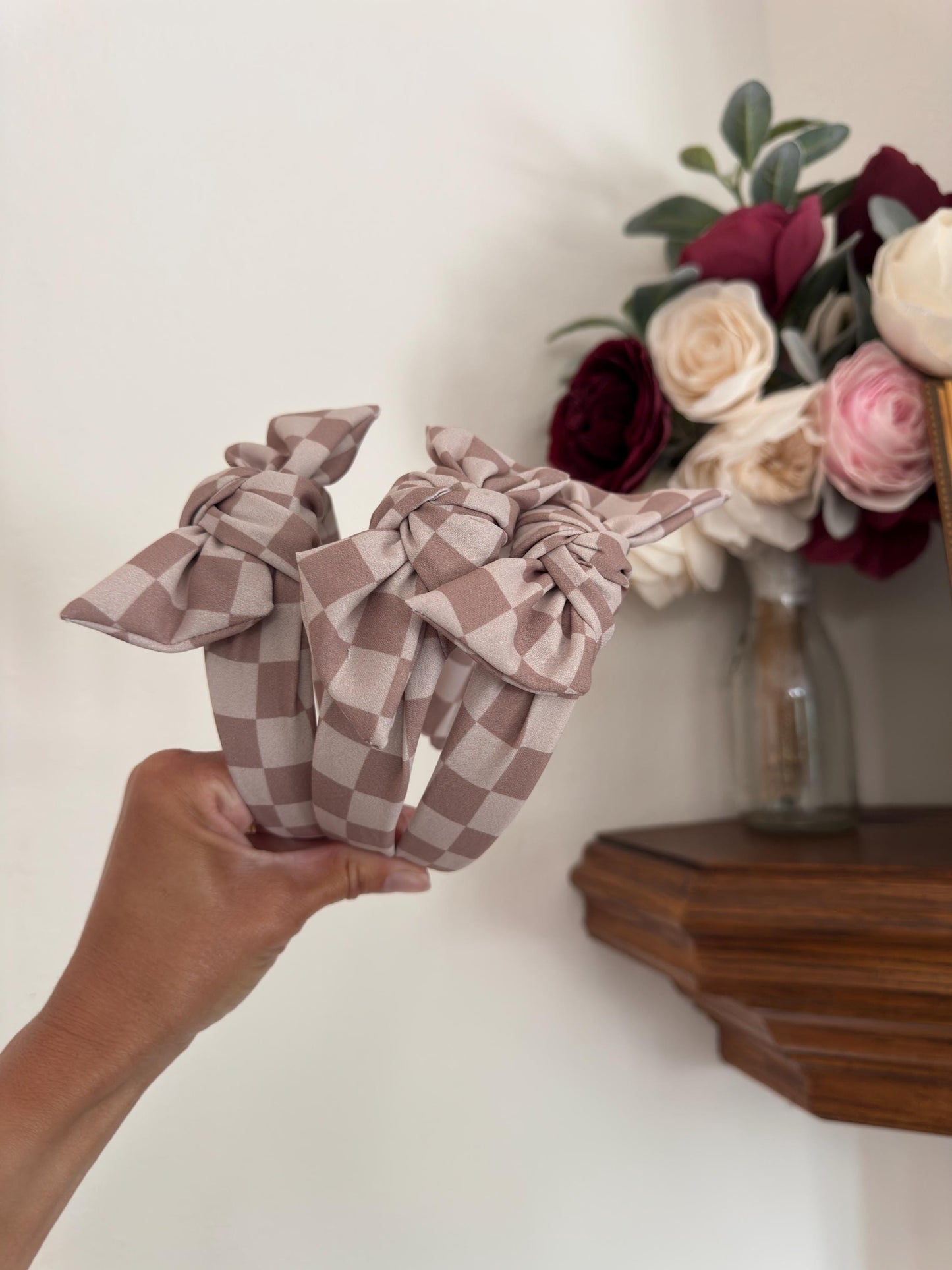 Brown Checkered Neutral Headband