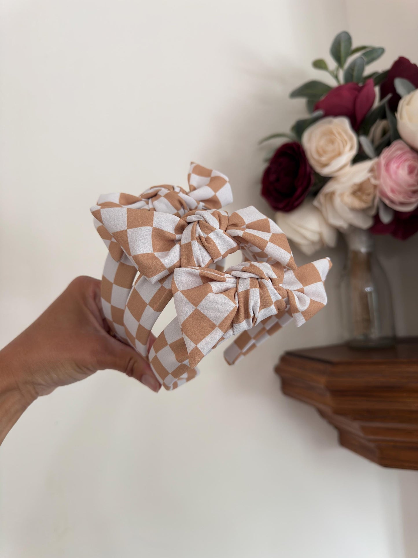 Gold Checkered Neutral Headband