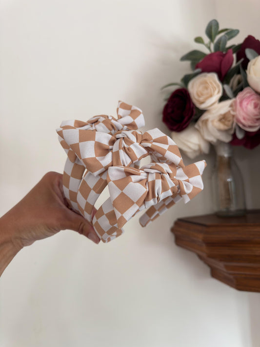 Gold Checkered Neutral Headband
