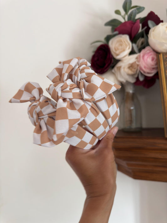 Gold Checkered Neutral Headband