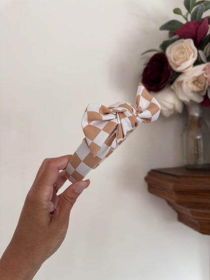 Gold Checkered Neutral Headband