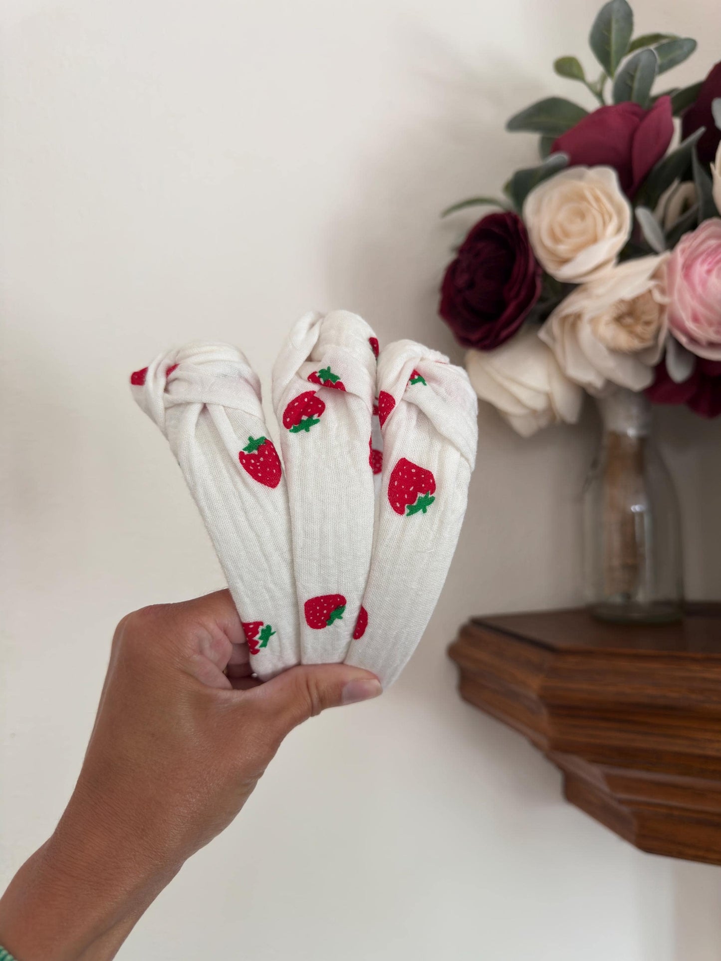 Strawberry Knotted Headband - Handmade Fabric Headband