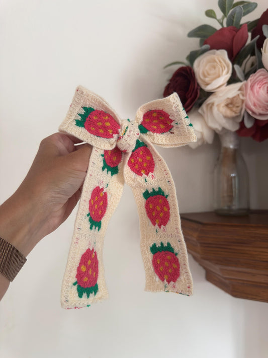 Strawberries Granny Square Bow