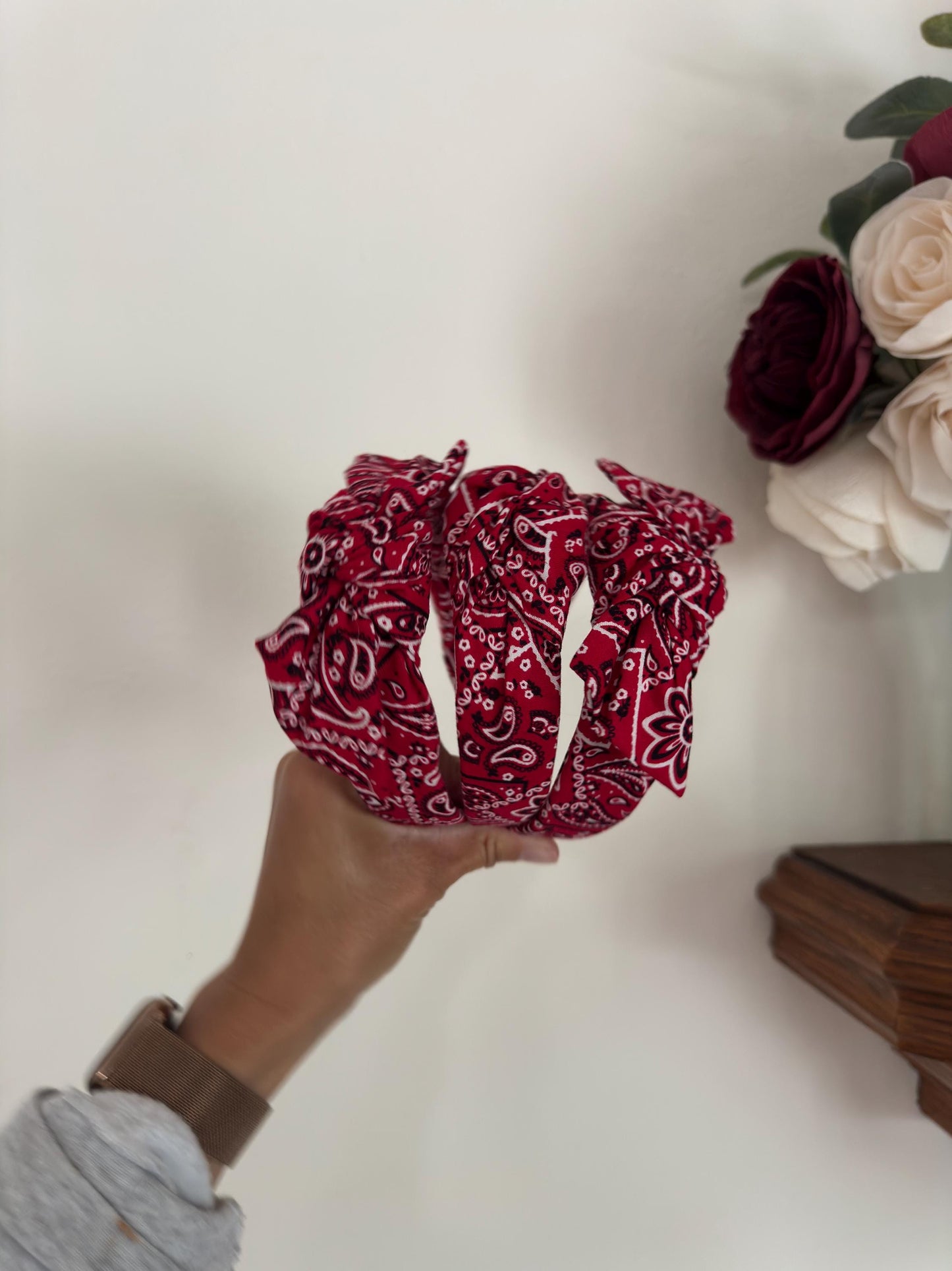 Red Bandana Headband, Bandana Headband